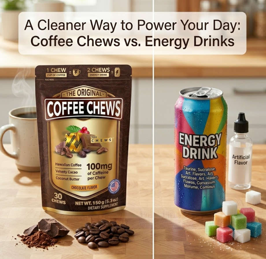 Coffee Chews vs. Energy Drinks: A Cleaner Way to Power Your Day
